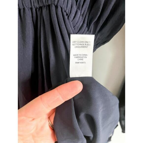 LoveShackFancy | Noelle Mini Dress | 100% Silk Lace Trim | Navy & Black | Sz S - Picture 11 of 13